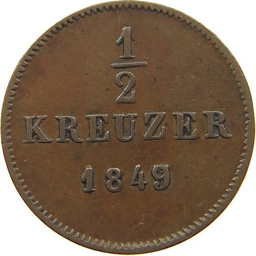 Reverso Medio kreuzer 1849 "Tipo 1840-1856" - valor de la moneda  - Wurtemberg, Guillermo I