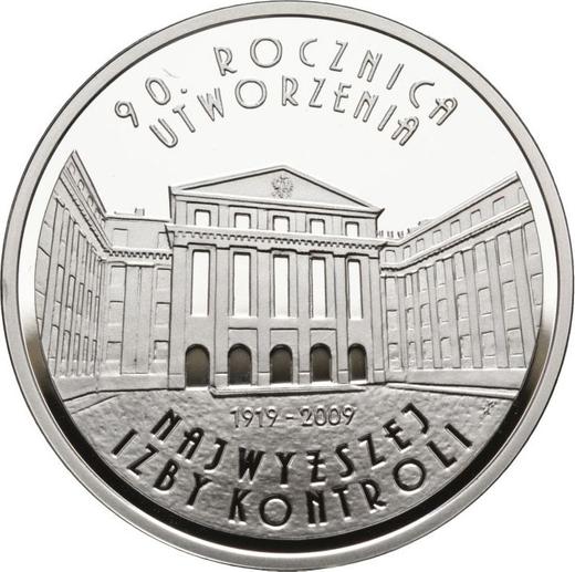 Reverso 10 eslotis 2009 MW UW "90 aniversario de la fundación de la Cámara de Control" - valor de la moneda de plata - Polonia, República moderna