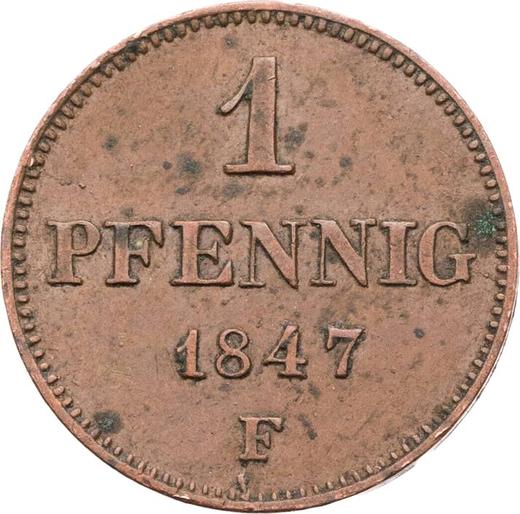 Реверс монеты - 1 пфенниг 1847 года F - цена  монеты - Саксония-Альбертина, Фридрих Август II