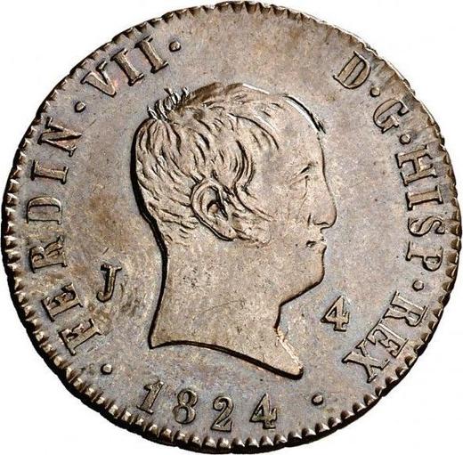 Аверс монеты - 4 мараведи 1824 года J "Тип 1824-1827" - цена  монеты - Испания, Фердинанд VII
