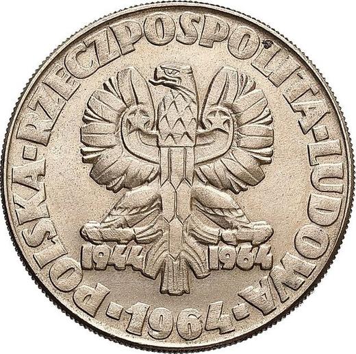 Аверс монеты - Пробные 10 злотых 1964 года "Серп и шпатель" Медно-никель - цена  монеты - Польша, Народная Республика