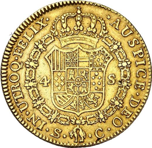 Реверс монеты - 4 эскудо 1788 года S C - цена золотой монеты - Испания, Карл III