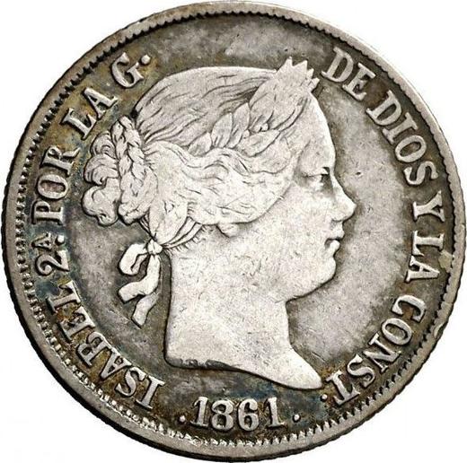 Avers 4 Reales 1861 Sieben spitze Sterne - Silbermünze Wert - Spanien, Isabella II