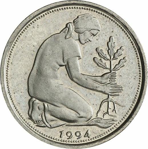 Реверс монеты - 50 пфеннигов 1994 года A - цена  монеты - Германия, ФРГ