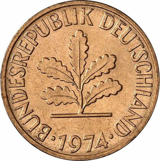 Реверс монеты - 2 пфеннига 1974 года F - цена  монеты - Германия, ФРГ