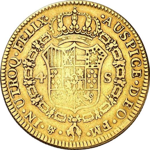 Реверс монеты - 4 эскудо 1787 года Mo FM - цена золотой монеты - Мексика, Карл III