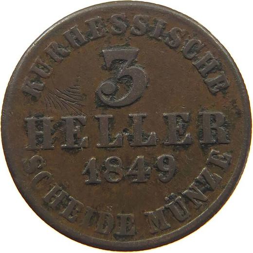 Reverso 3 Heller 1849 - valor de la moneda  - Hesse-Cassel, Federico Guillermo