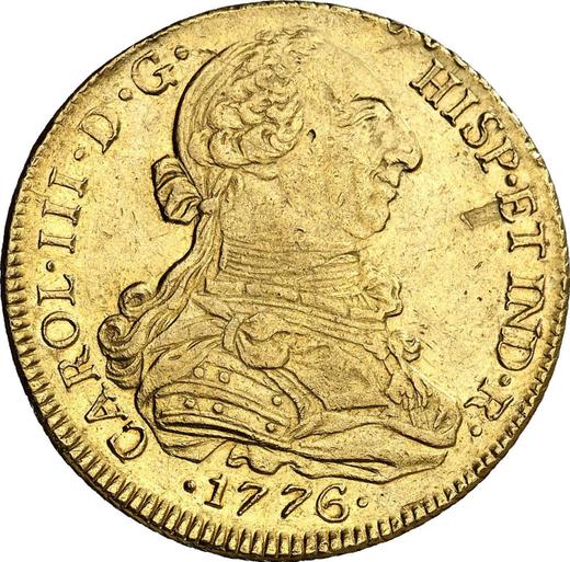 Awers monety - 8 escudo 1776 So DA - cena złotej monety - Chile, Karol III