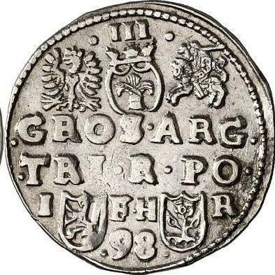 Reverso Trojak (3 groszy) 1598 IF HR "Casa de moneda de Poznan" - valor de la moneda de plata - Polonia, Segismundo III