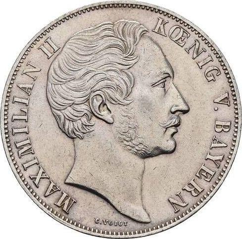 Anverso 2 florines 1855 "Estatua de Madonna" - valor de la moneda de plata - Baviera, Maximilian II
