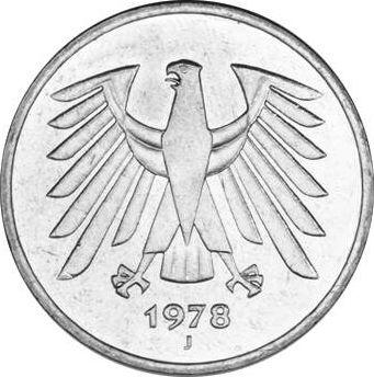 Реверс монеты - 5 марок 1978 года J - цена  монеты - Германия, ФРГ