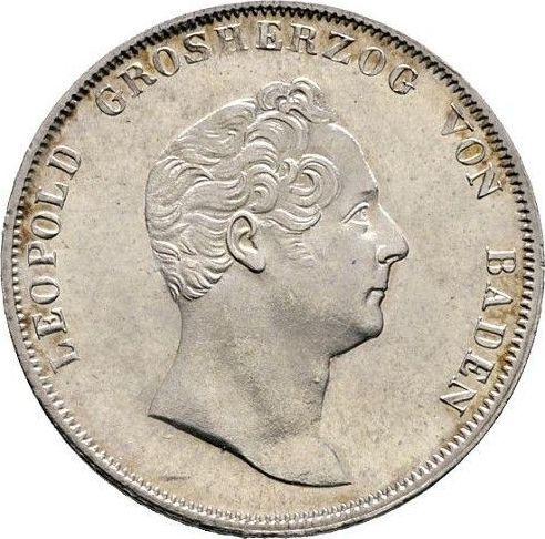 Аверс монеты - 1 гульден 1841 года - цена серебряной монеты - Баден, Леопольд