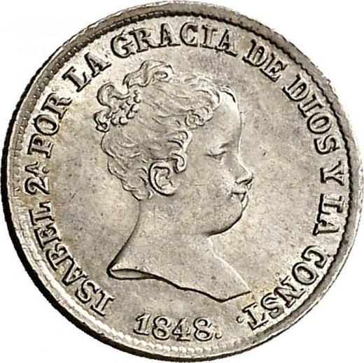 Аверс монеты - 1 реал 1848 года M CL - цена серебряной монеты - Испания, Изабелла II