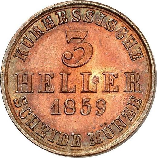 Реверс монеты - 3 геллера 1859 года - цена  монеты - Гессен-Кассель, Фридрих Вильгельм I