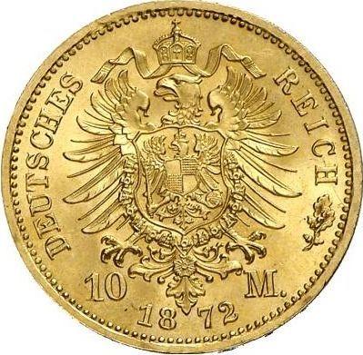 Reverso 10 marcos 1872 A "Mecklemburgo-Schwerin" - valor de la moneda de oro - Alemania, Imperio alemán