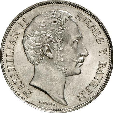 Аверс монеты - 1 гульден 1852 года - цена серебряной монеты - Бавария, Максимилиан II