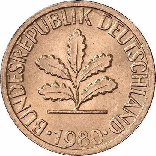 Reverse 1 Pfennig 1980 F -  Coin Value - Germany, FRG