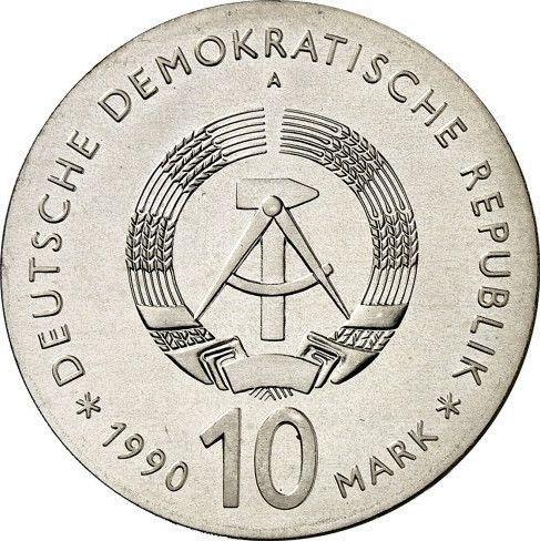 Revers 10 Mark 1990 A "Fichte" - Silbermünze Wert - Deutschland, DDR