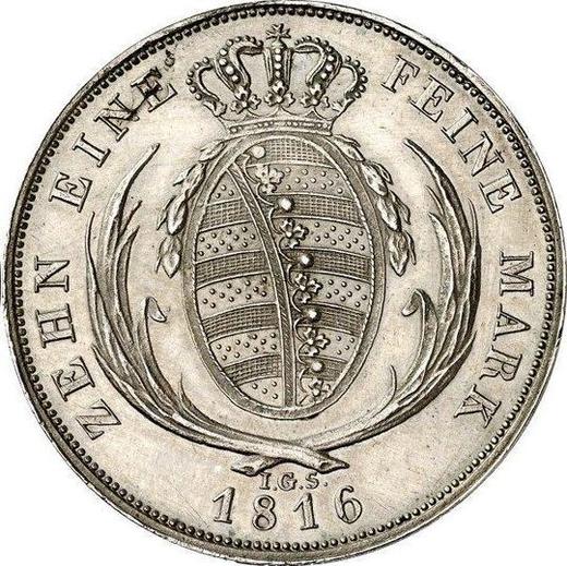 Реверс монеты - Пробный Талер 1816 года I.G.S. - цена серебряной монеты - Саксония-Альбертина, Фридрих Август I