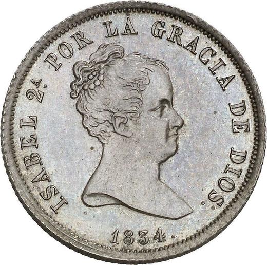 Аверс монеты - 4 реала 1834 года M DG - цена серебряной монеты - Испания, Изабелла II