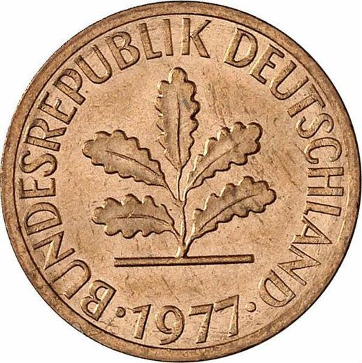 Reverso 1 Pfennig 1977 J - valor de la moneda  - Alemania, RFA
