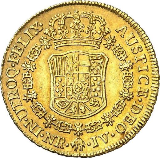 Реверс монеты - 8 эскудо 1766 года NR JV - цена золотой монеты - Колумбия, Карл III