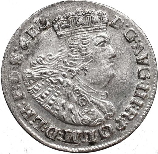 Аверс монеты - Шестак (6 грошей) 1763 года REOE "Гданьский" - цена серебряной монеты - Польша, Август III