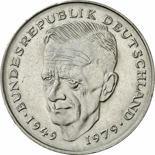Аверс монеты - 2 марки 1980 года F "Курт Шумахер" - цена  монеты - Германия, ФРГ