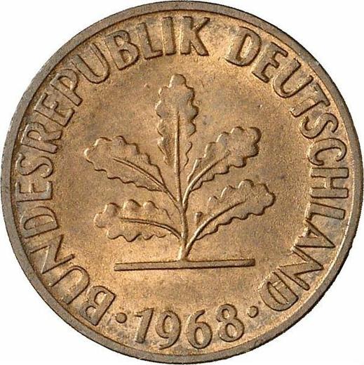 Реверс монеты - 1 пфенниг 1968 года G - цена  монеты - Германия, ФРГ