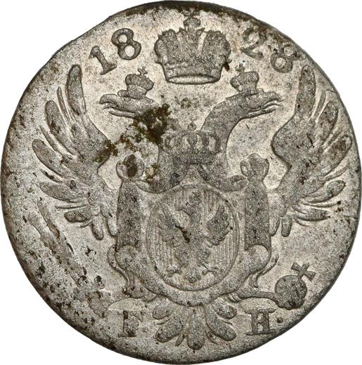Аверс монеты - 10 грошей 1828 года FH - цена серебряной монеты - Польша, Царство Польское