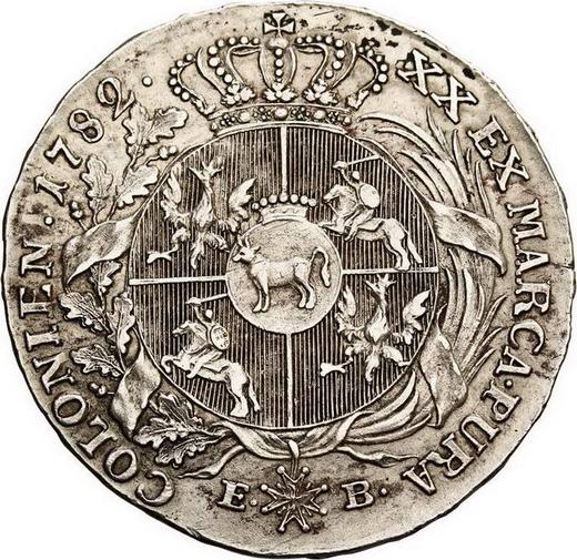 Rewers monety - Półtalar 1782 EB "Przepaska we włosach" - cena srebrnej monety - Polska, Stanisław II August