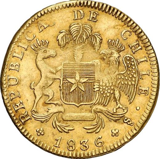 Аверс монеты - 4 эскудо 1836 года So IJ - цена золотой монеты - Чили, Республика
