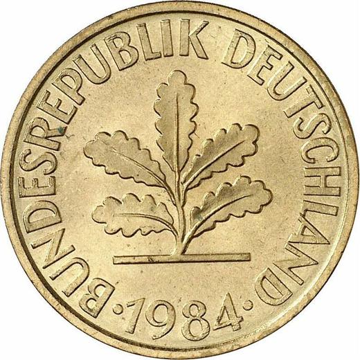 Реверс монеты - 10 пфеннигов 1984 года G - цена  монеты - Германия, ФРГ