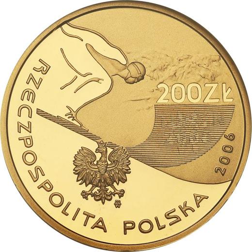 Аверс монеты - 200 злотых 2006 года MW RK "XX зимние Олимпийские игры - Турин 2006" - цена золотой монеты - Польша, III Республика после деноминации