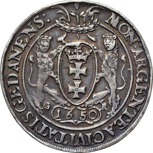 Реверс монеты - Талер 1650 года GR "Гданьск" - цена серебряной монеты - Польша, Ян II Казимир