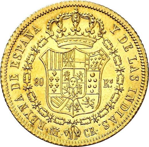 Rewers monety - 80 réales 1836 M CR - cena złotej monety - Hiszpania, Izabela II