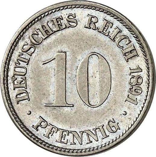 Аверс монеты - 10 пфеннигов 1891 года D "Тип 1890-1916" - цена  монеты - Германия, Германская Империя