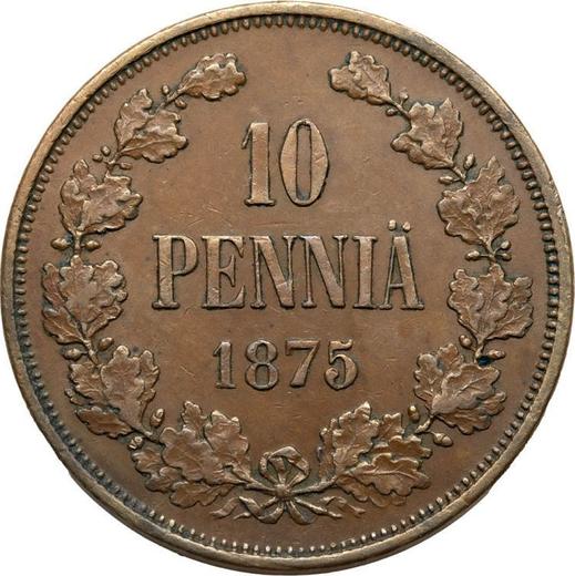 Реверс монеты - 10 пенни 1875 года - цена  монеты - Финляндия, Великое княжество