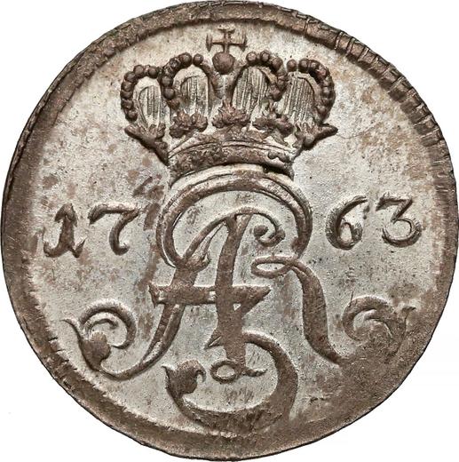 Аверс монеты - Трояк (3 гроша) 1763 года DB "Торуньский" - цена серебряной монеты - Польша, Август III