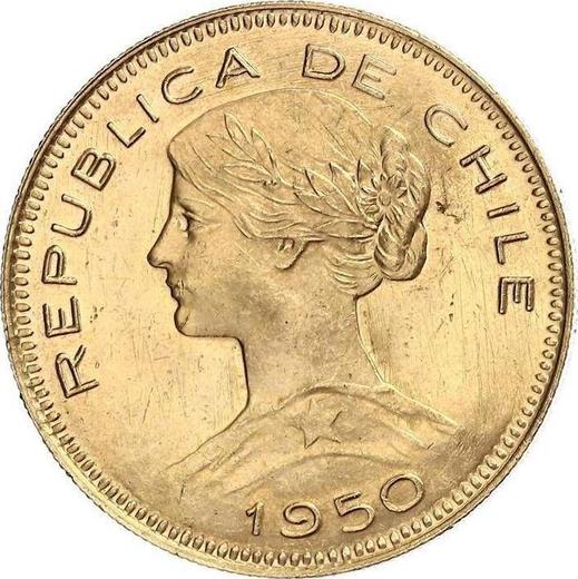 Аверс монеты - 100 песо 1950 года So - цена золотой монеты - Чили, Республика