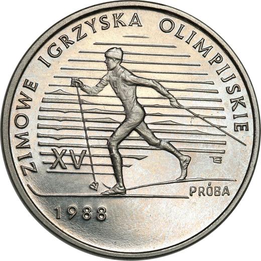 Revers Probe 1000 Zlotych 1987 MW ET "Olympia Calgary 1988" Nickel - Münze Wert - Polen, Volksrepublik Polen
