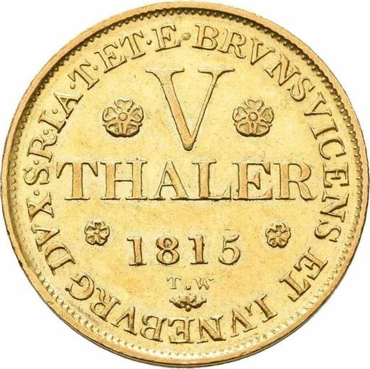 Реверс монеты - 5 талеров 1815 года T.W. "Тип 1813-1815" - цена золотой монеты - Ганновер, Георг III