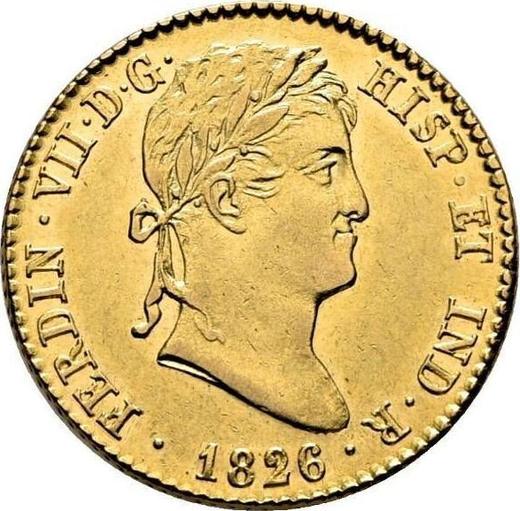 Awers monety - 2 escudo 1826 S JB - cena złotej monety - Hiszpania, Ferdynand VII
