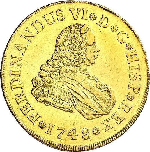 Awers monety - 4 escudo 1748 M JB - cena złotej monety - Hiszpania, Ferdynand VI