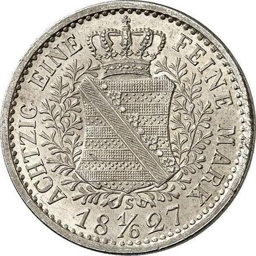Reverso 1/6 tálero 1827 S - valor de la moneda de plata - Sajonia, Antonio