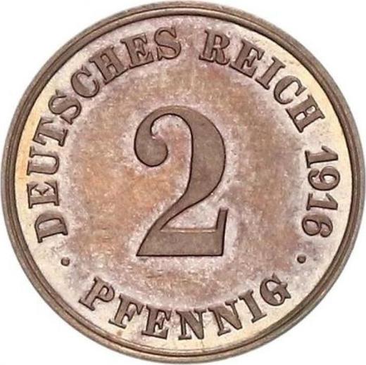 Аверс монеты - 2 пфеннига 1916 года J "Тип 1904-1916" - цена  монеты - Германия, Германская Империя