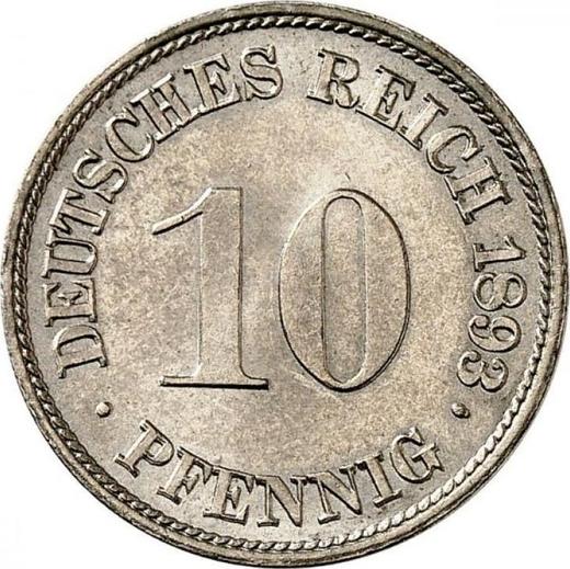 Аверс монеты - 10 пфеннигов 1893 года F "Тип 1890-1916" - цена  монеты - Германия, Германская Империя