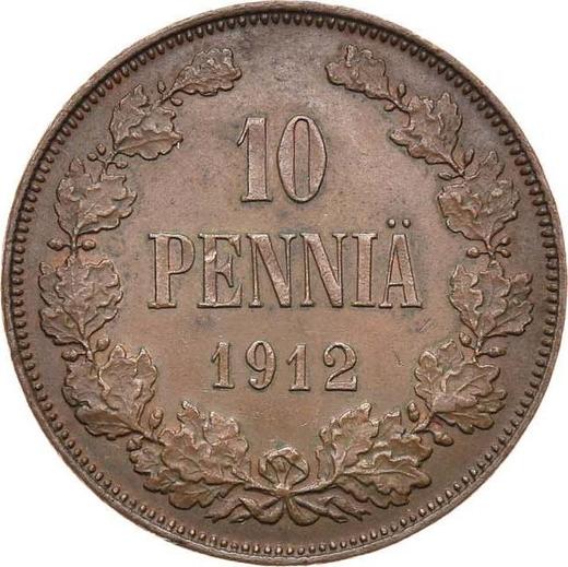 Реверс монеты - 10 пенни 1912 года - цена  монеты - Финляндия, Великое княжество