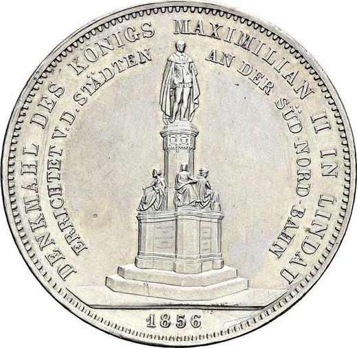 Reverso 2 táleros 1856 "Monumento al rey Maximilian" - valor de la moneda de plata - Baviera, Maximilian II