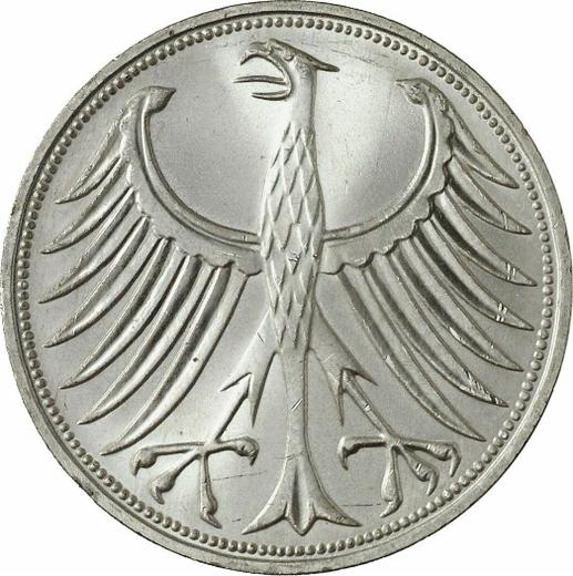 Реверс монеты - 5 марок 1970 года F - цена серебряной монеты - Германия, ФРГ